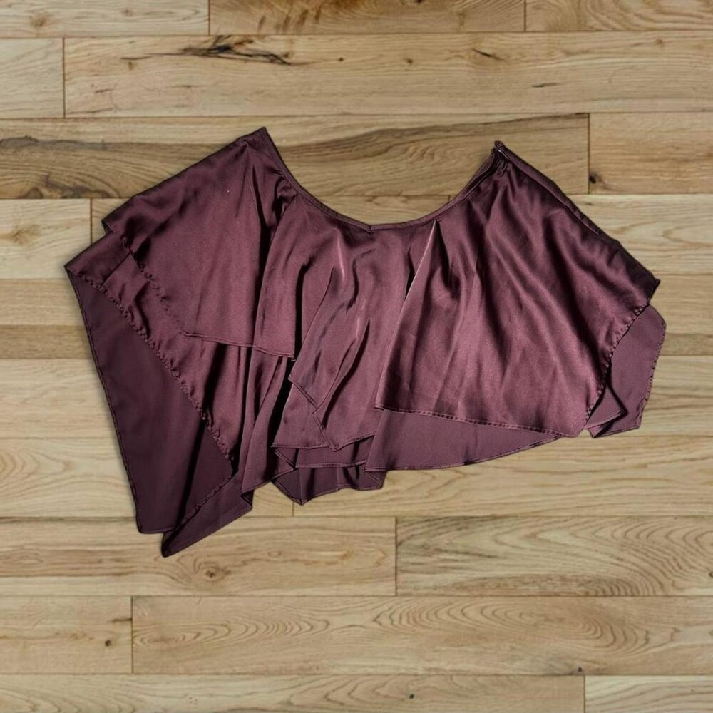 Burgundy Lioness Turlington Satin ruffled asymmetrical mini skirt 🖤 - Picture 1 of 5